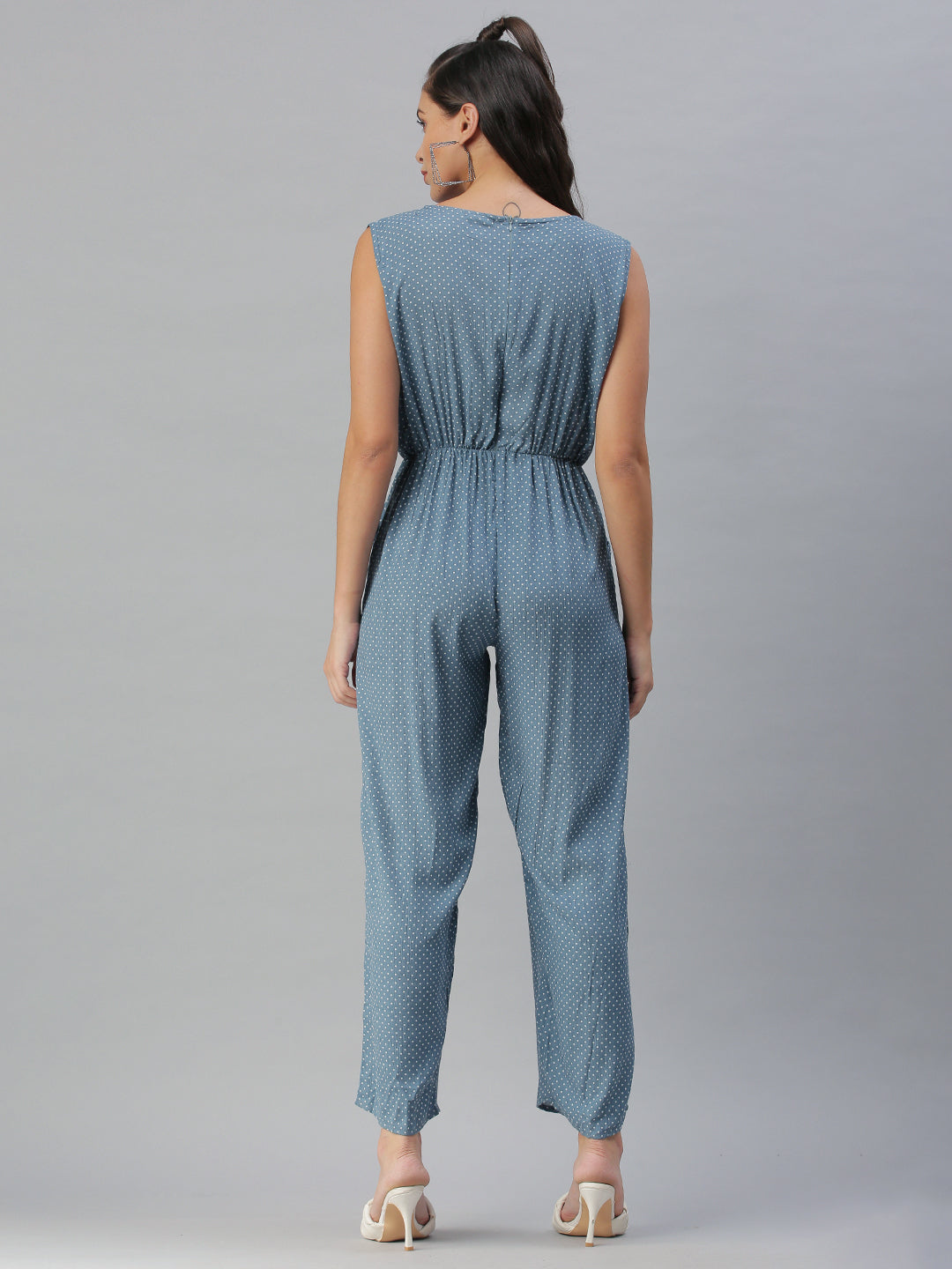 Women's Blue Printed Jumpsuit