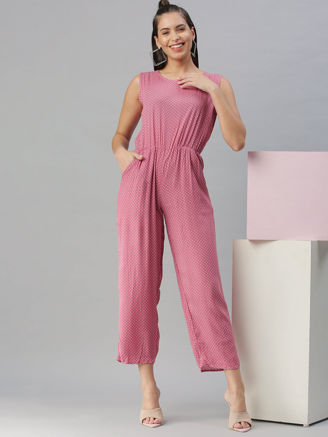 Women's Mauve Printed Jumpsuit