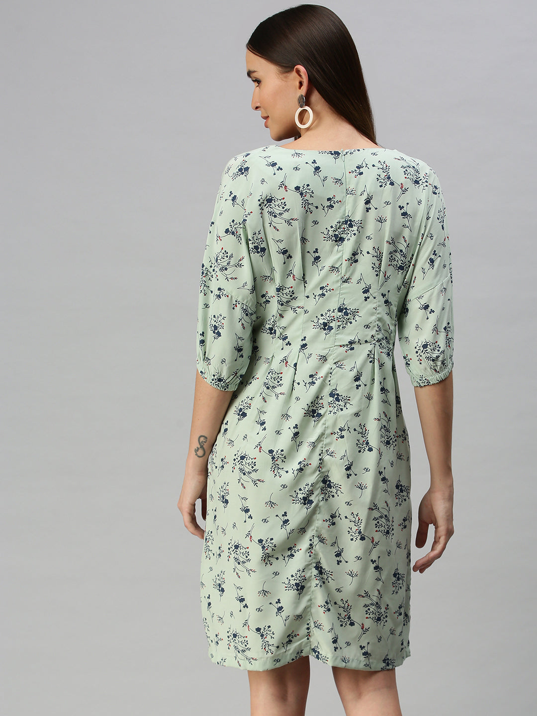 Women Green Printed A-Line Dress