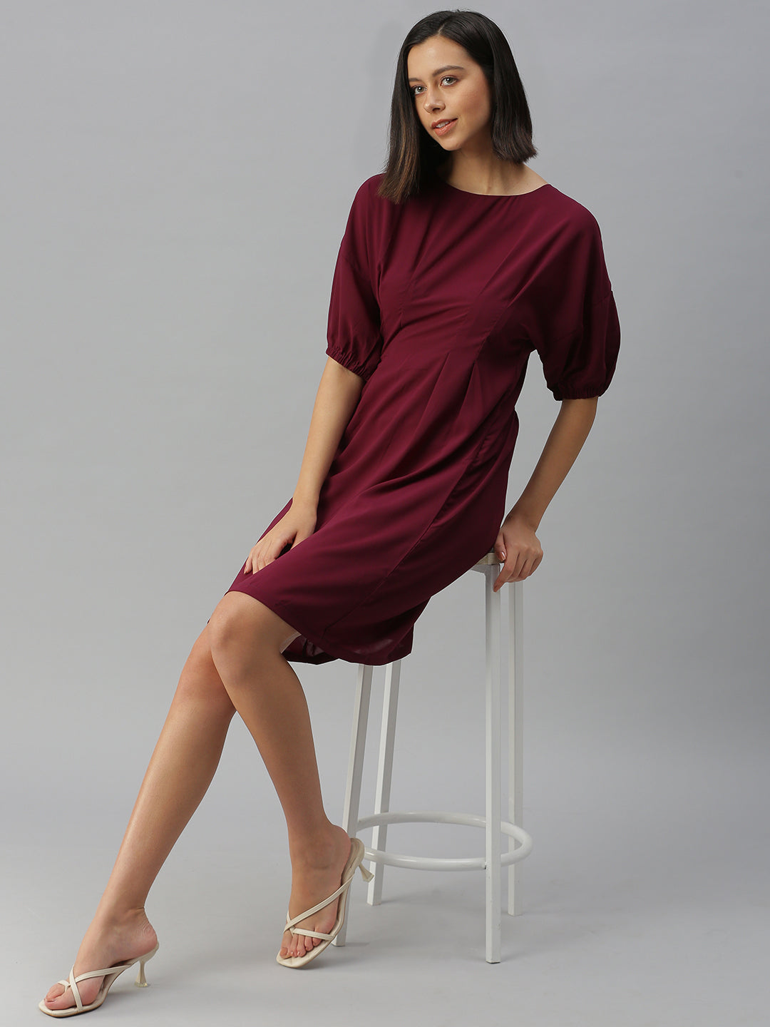 Women's Purple Solid A-Line Dress