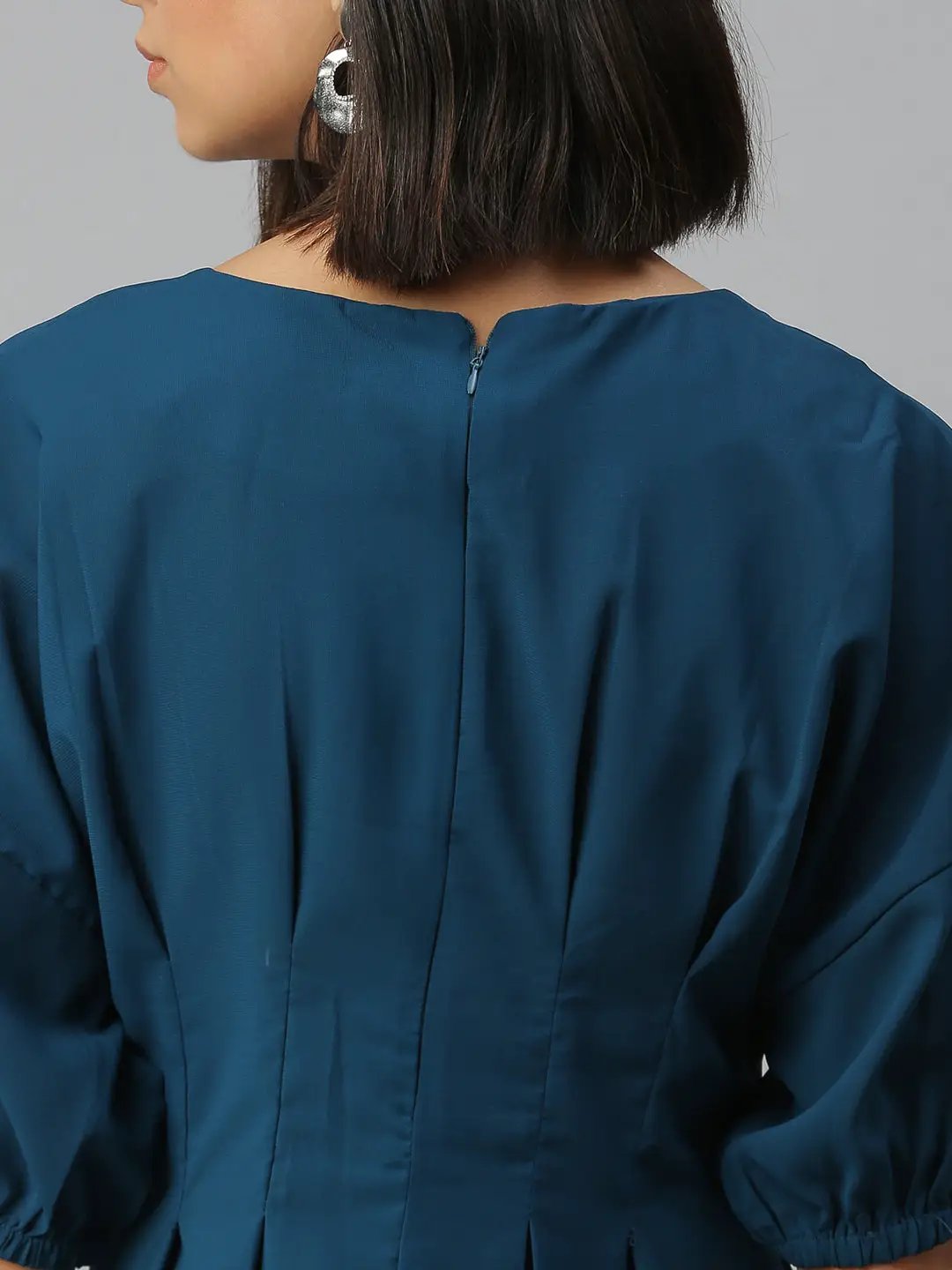 Women's Blue Solid A-Line Dress