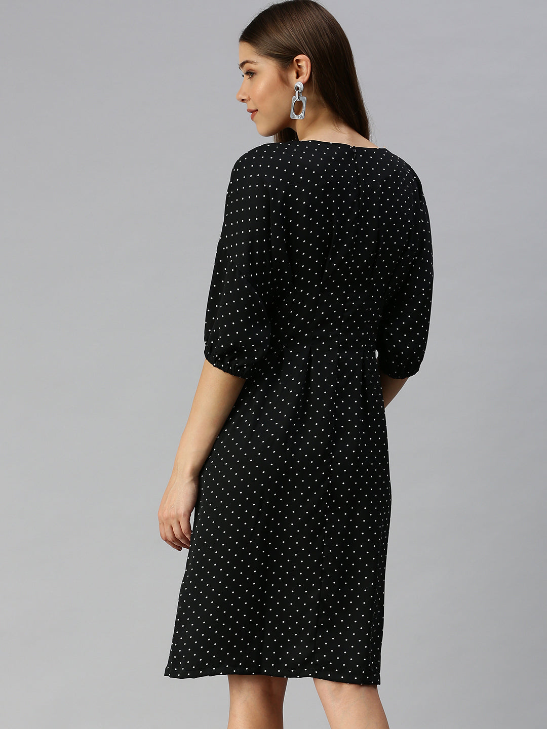 Women Black Printed A-Line Dress