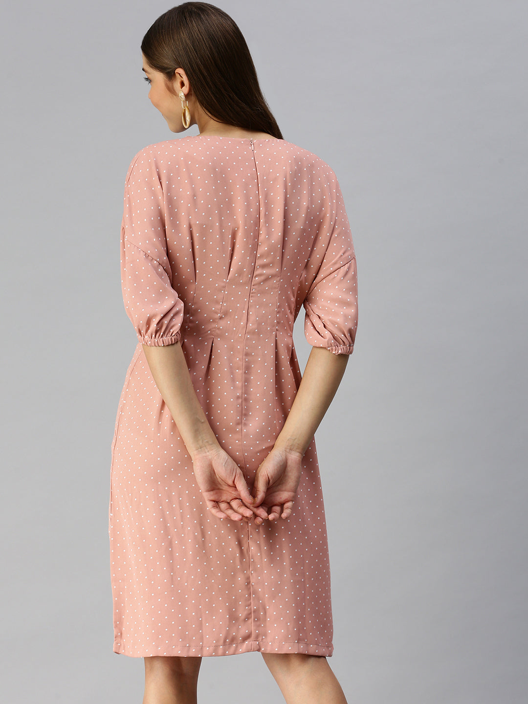 Women Peach Printed A-Line Dress