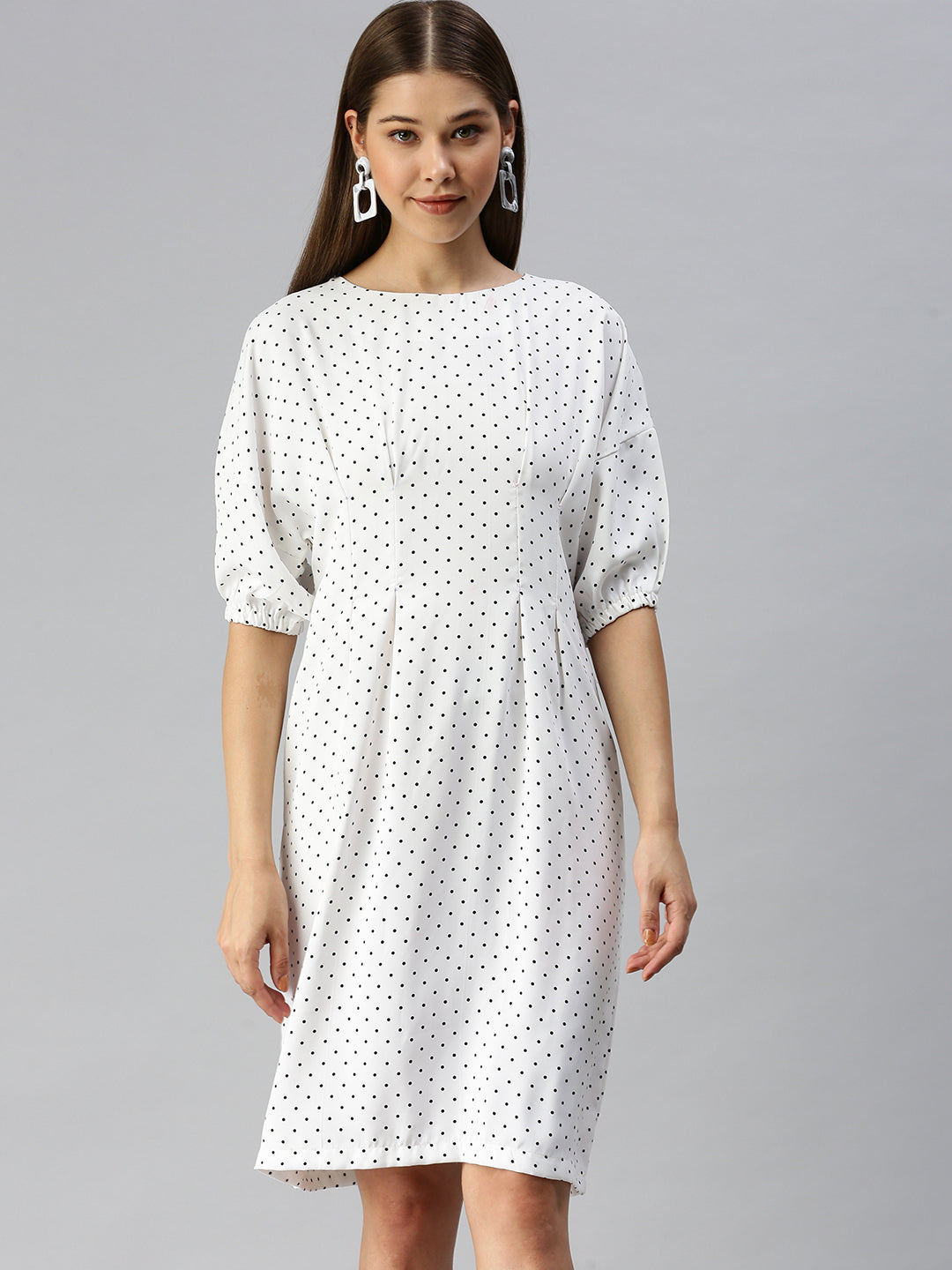 Women White Printed A-Line Dress