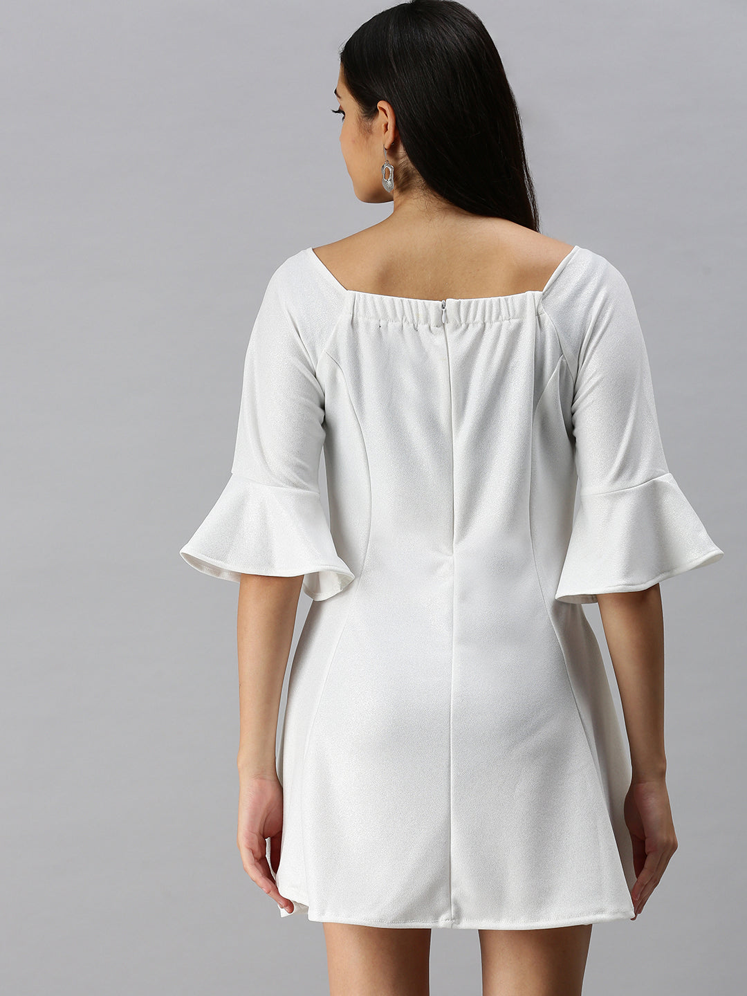 Women's Fit and Flare White Solid Dress