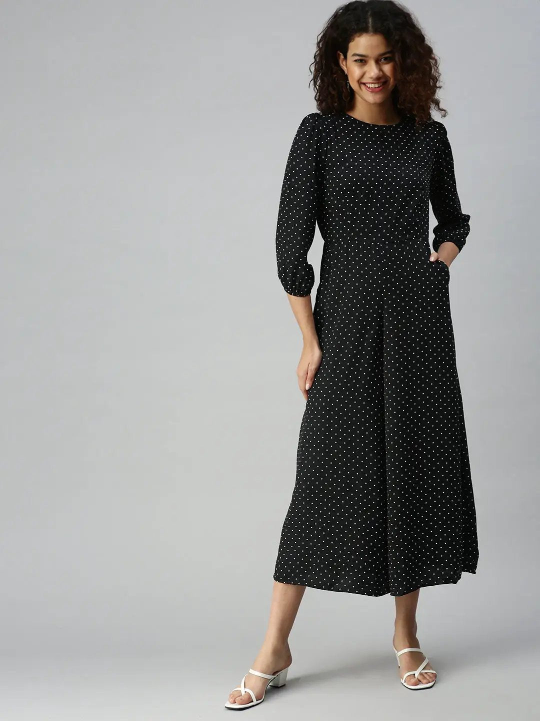 Women's Black Geometrical Jumpsuit