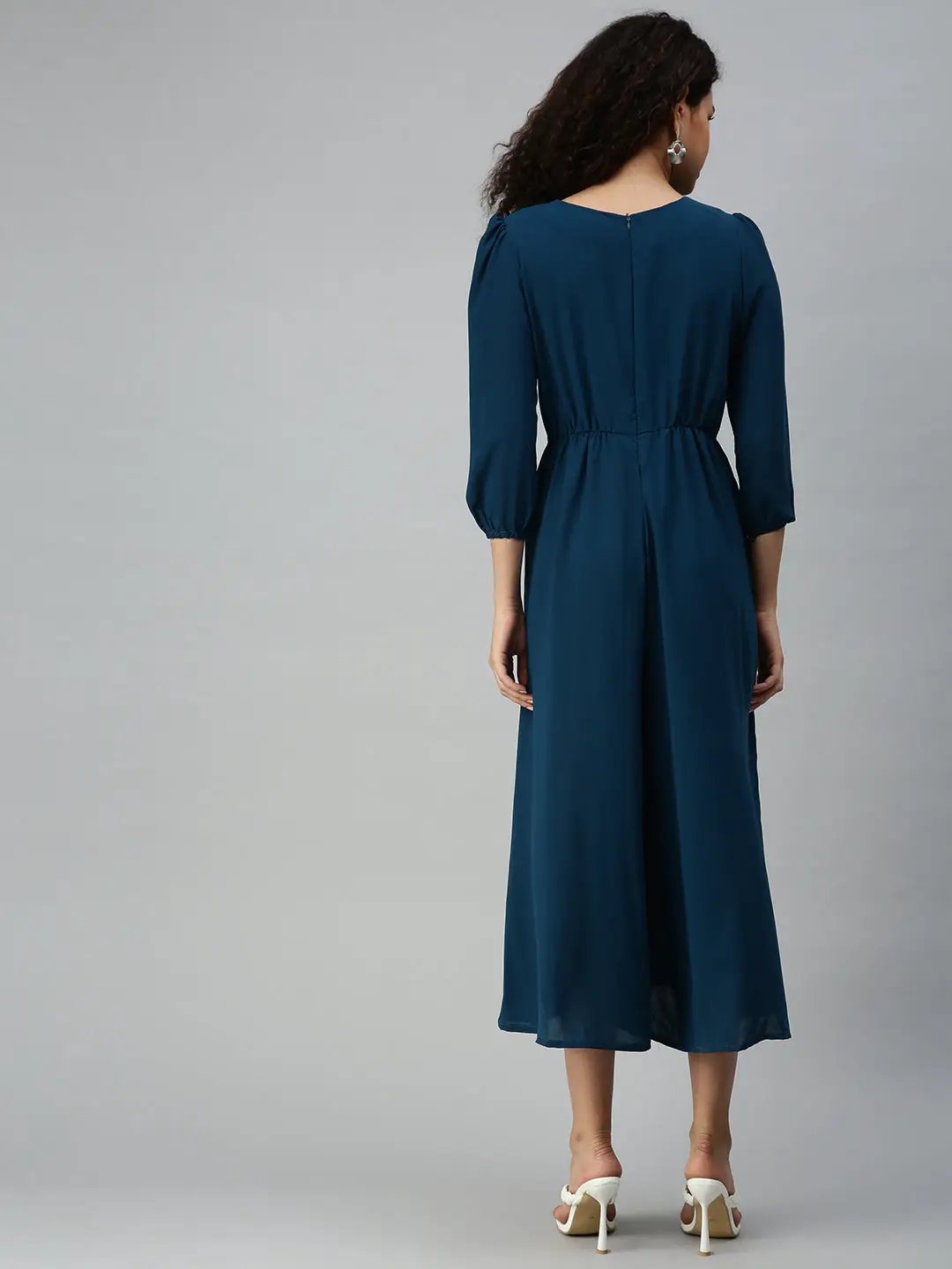 Women's Blue Solid Jumpsuit