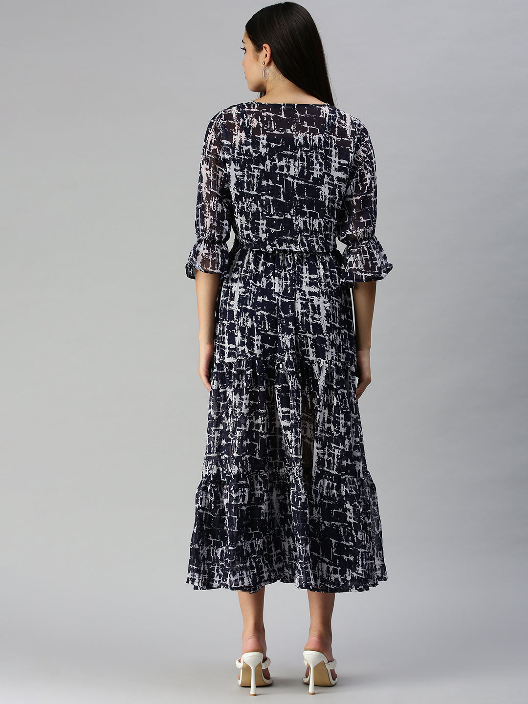 Women Navy Blue Printed Dress