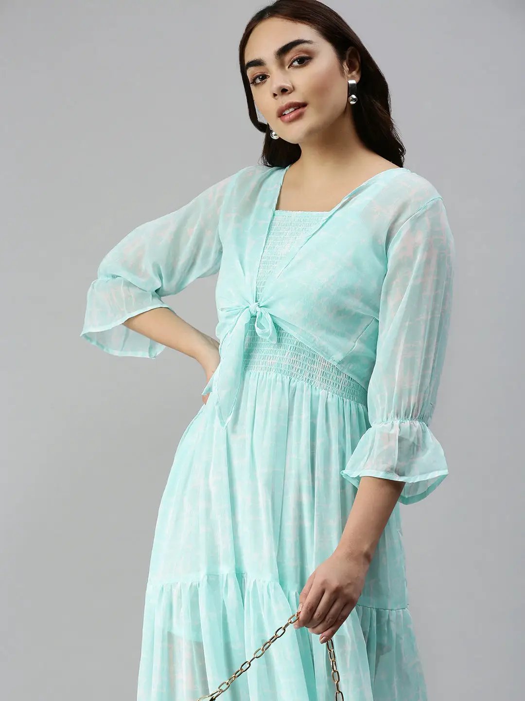Women's Sea Green Abstract Dress
