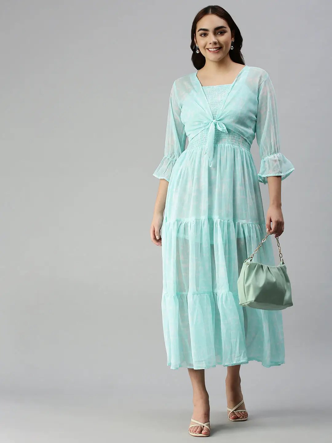 Women's Sea Green Abstract Dress