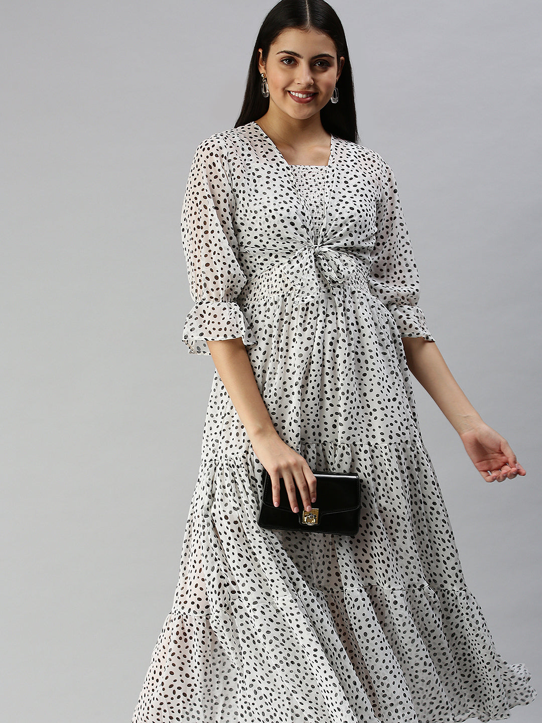 Women White Printed Dress