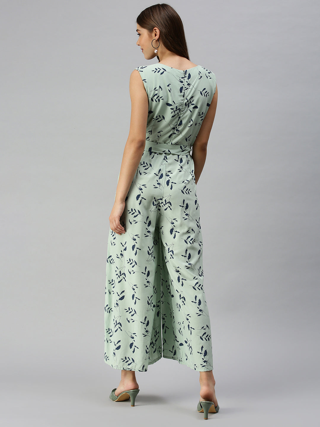 Women's Green Printed Jumpsuit
