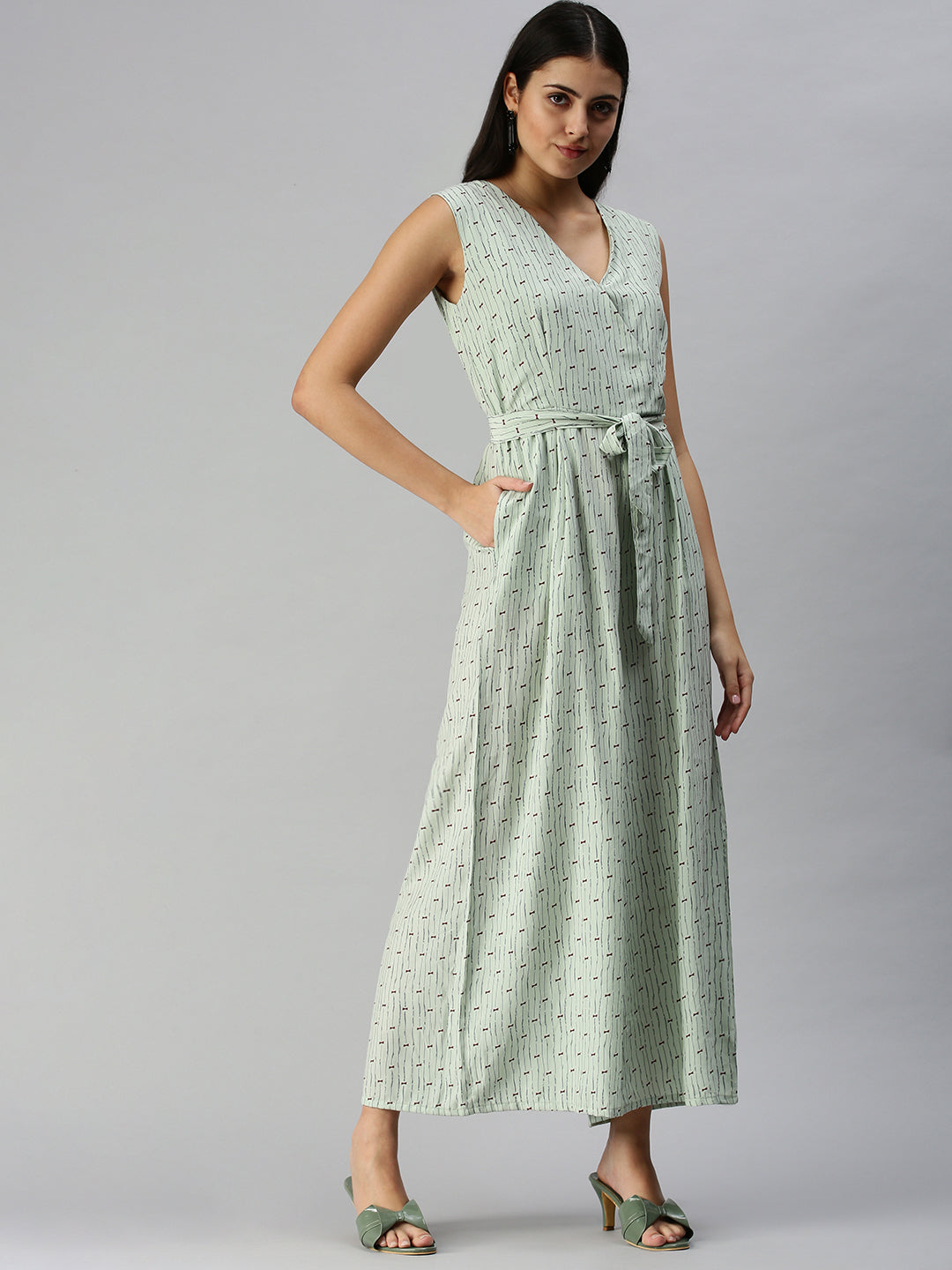 Women's Green Printed Jumpsuits