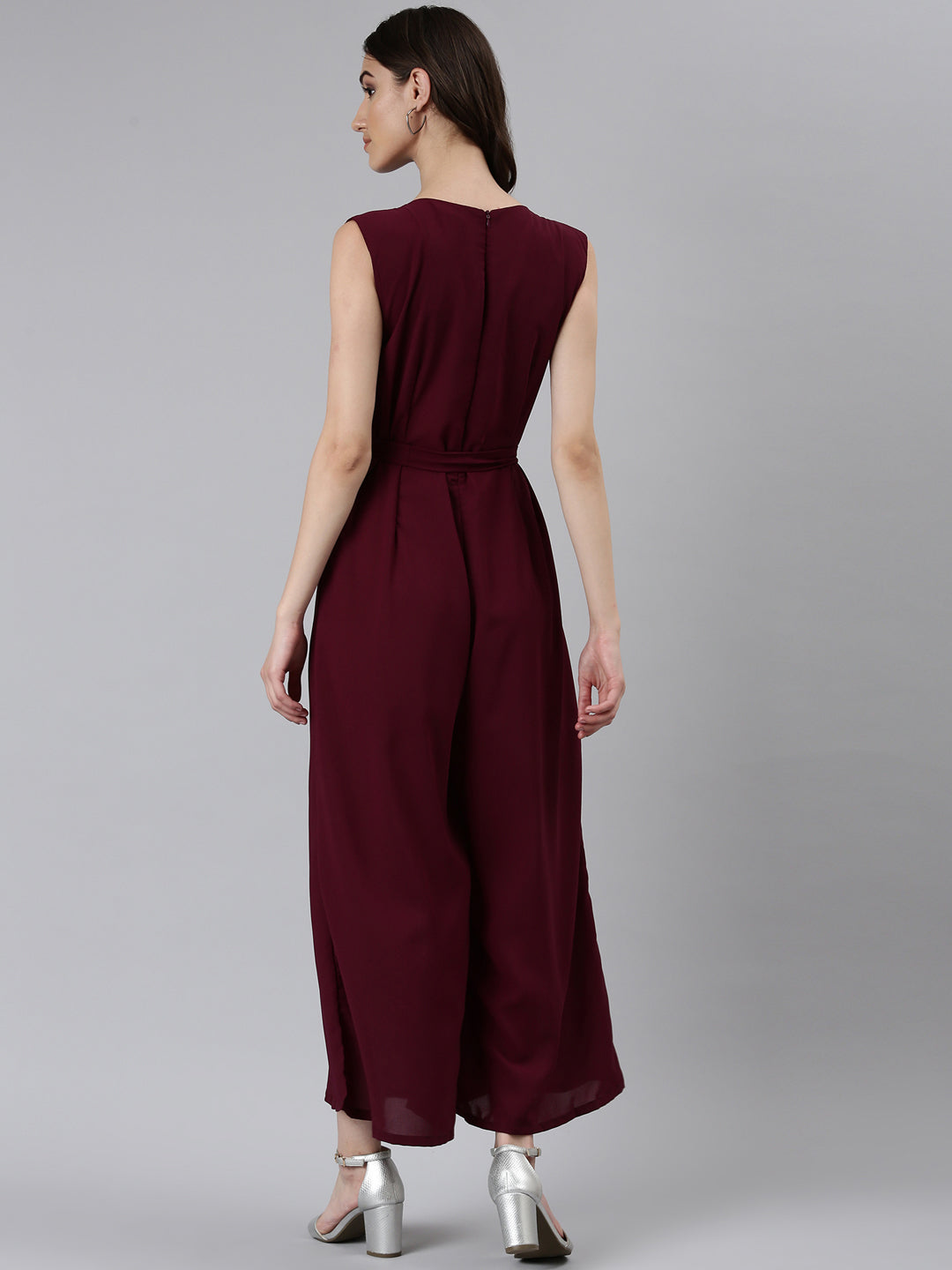 Women's Purple Solid Jumpsuit