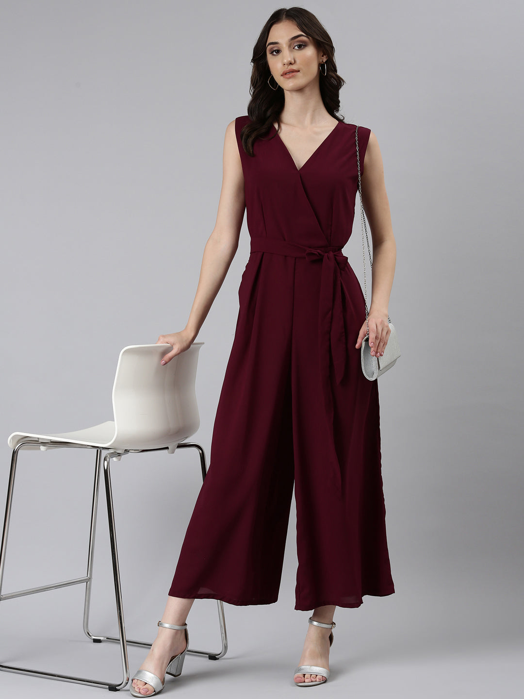 Women's Purple Solid Jumpsuit