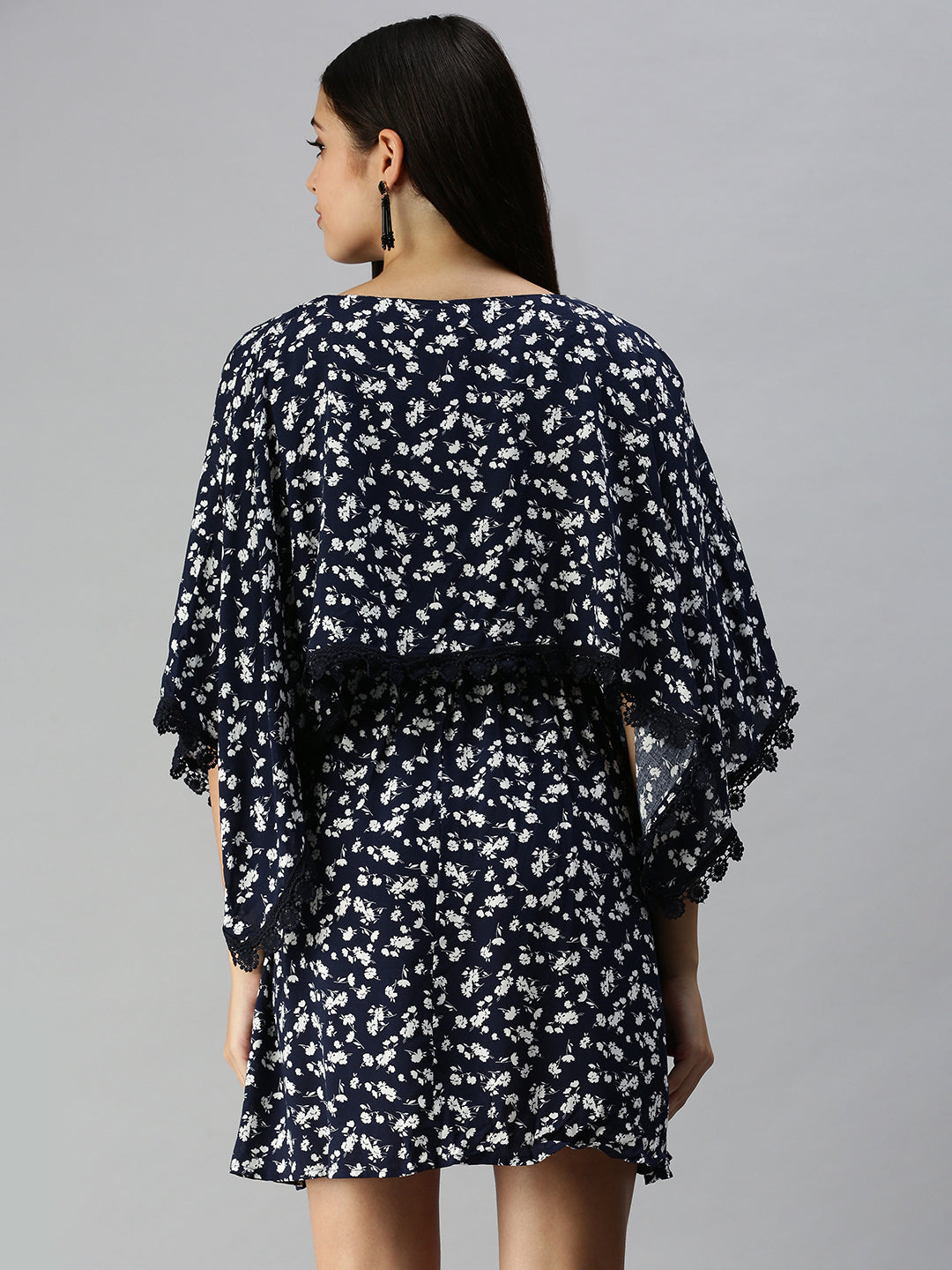 Women's Navy Blue Floral Empire Dress