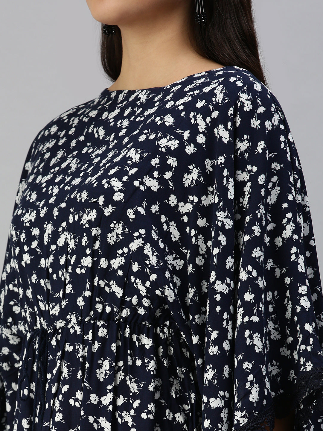 Women's Navy Blue Floral Empire Dress