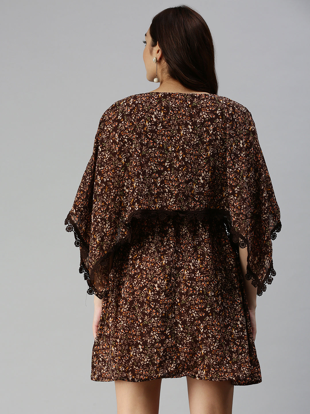 Women's Brown Floral Empire Dress