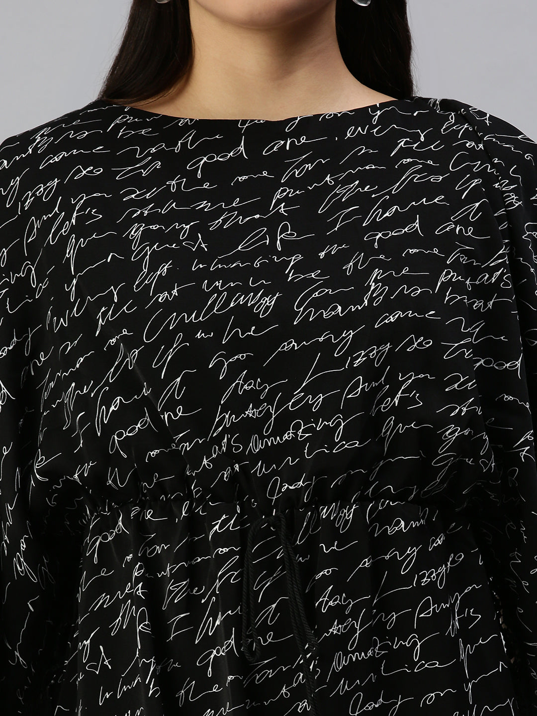 Women Black Printed A-Line Dress