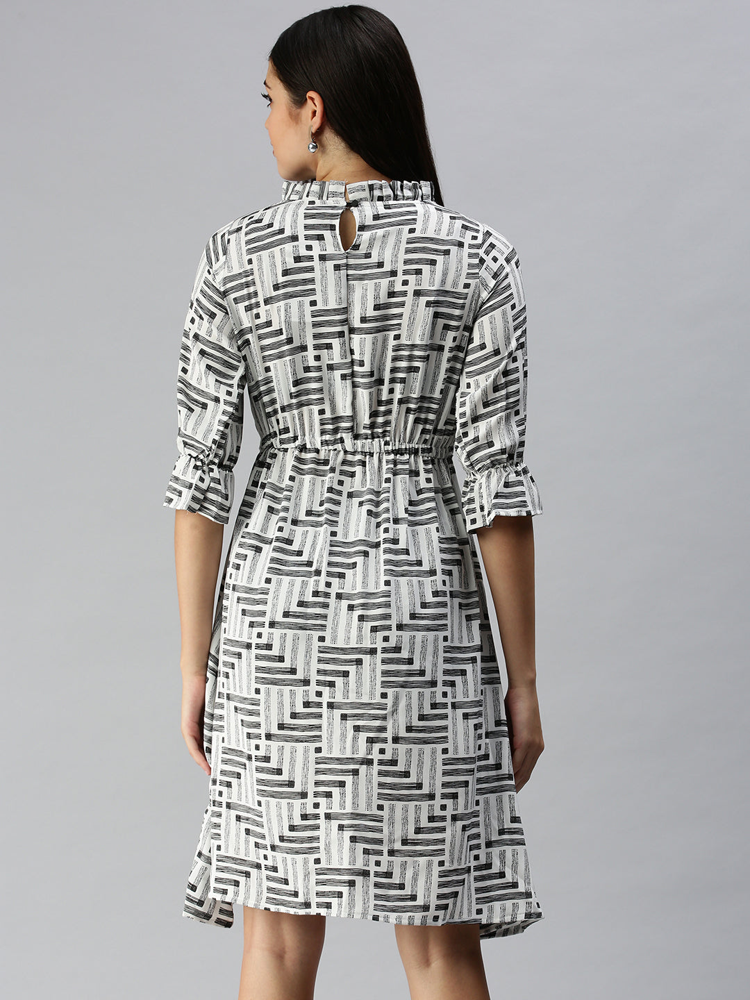 Women White Printed A-Line Dress