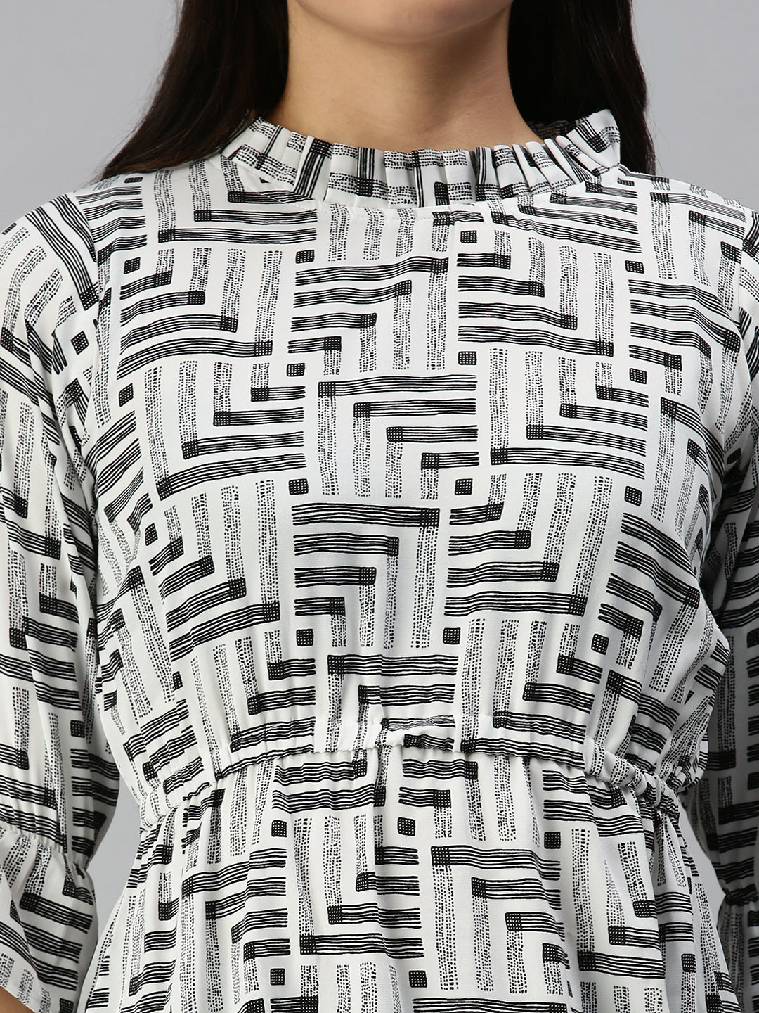 Women White Printed A-Line Dress