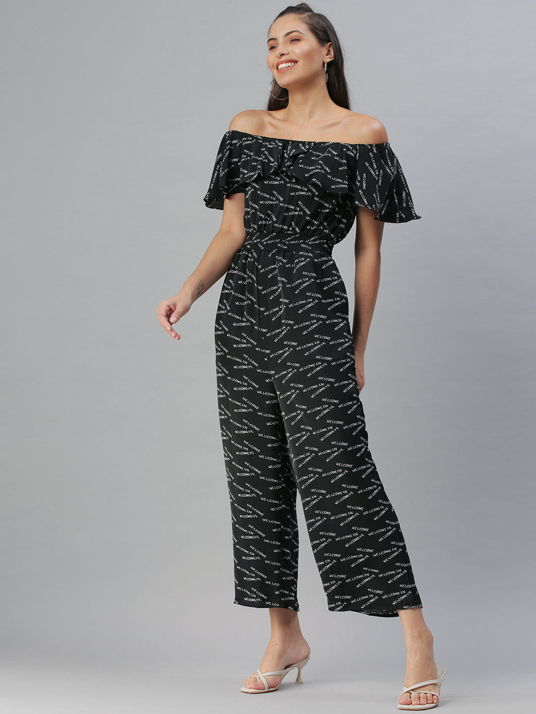 Women's Black Printed Jumpsuit