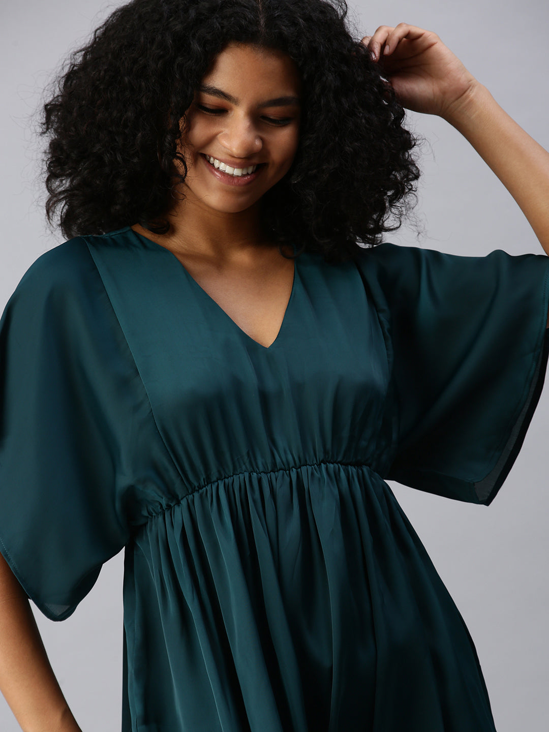 Women Green Solid A-Line Dress