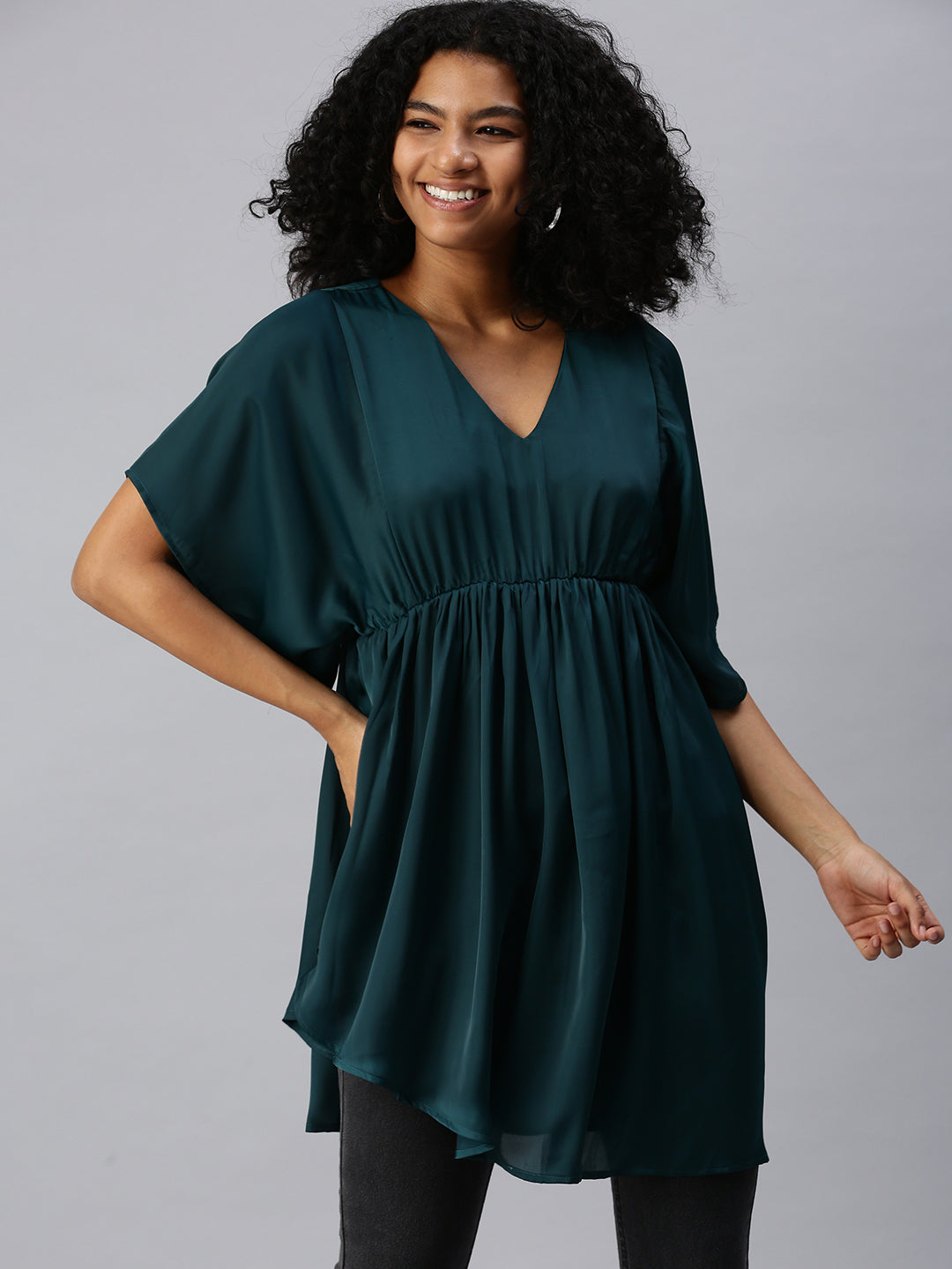 Women Green Solid A-Line Dress