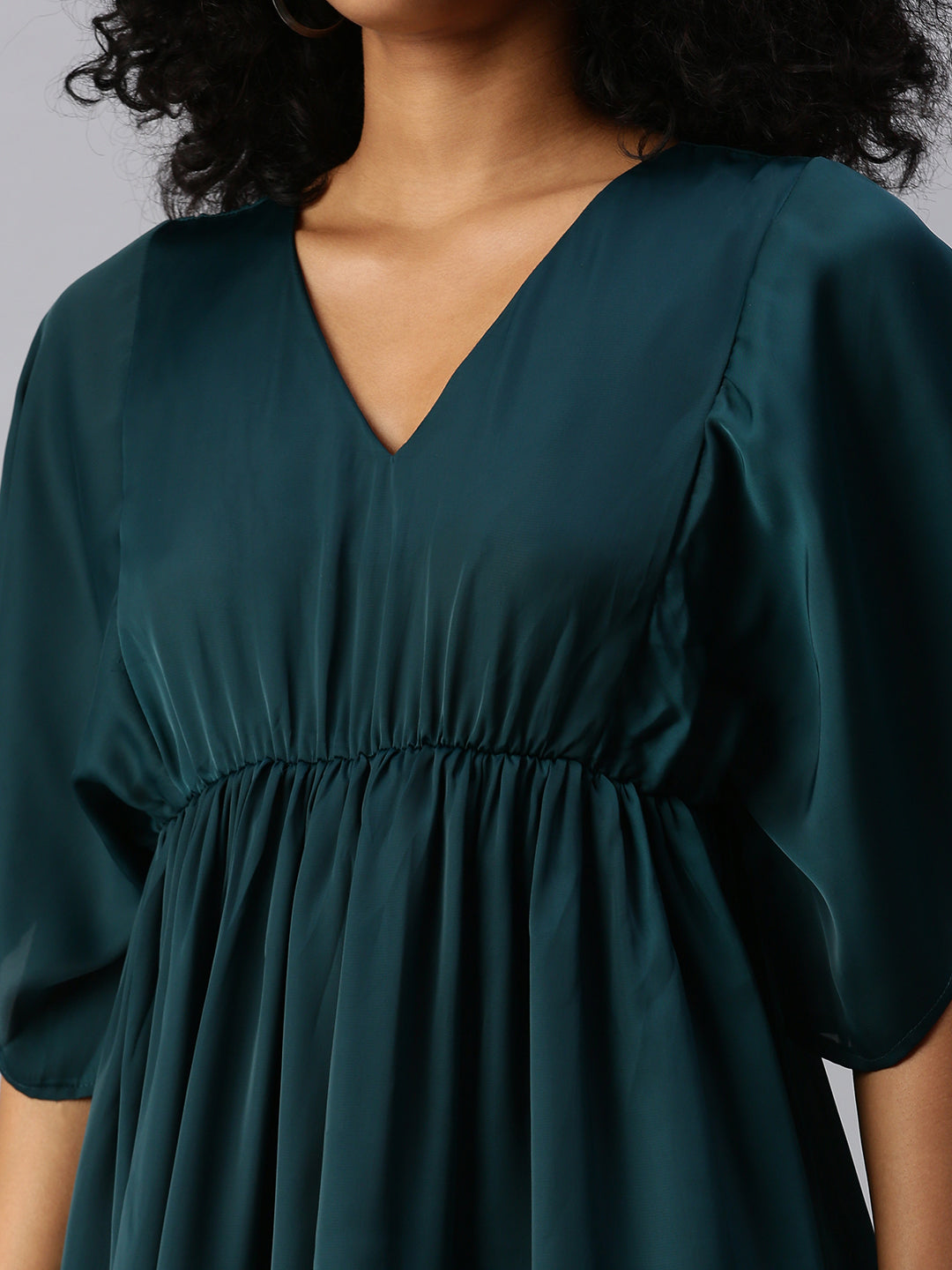 Women Green Solid A-Line Dress