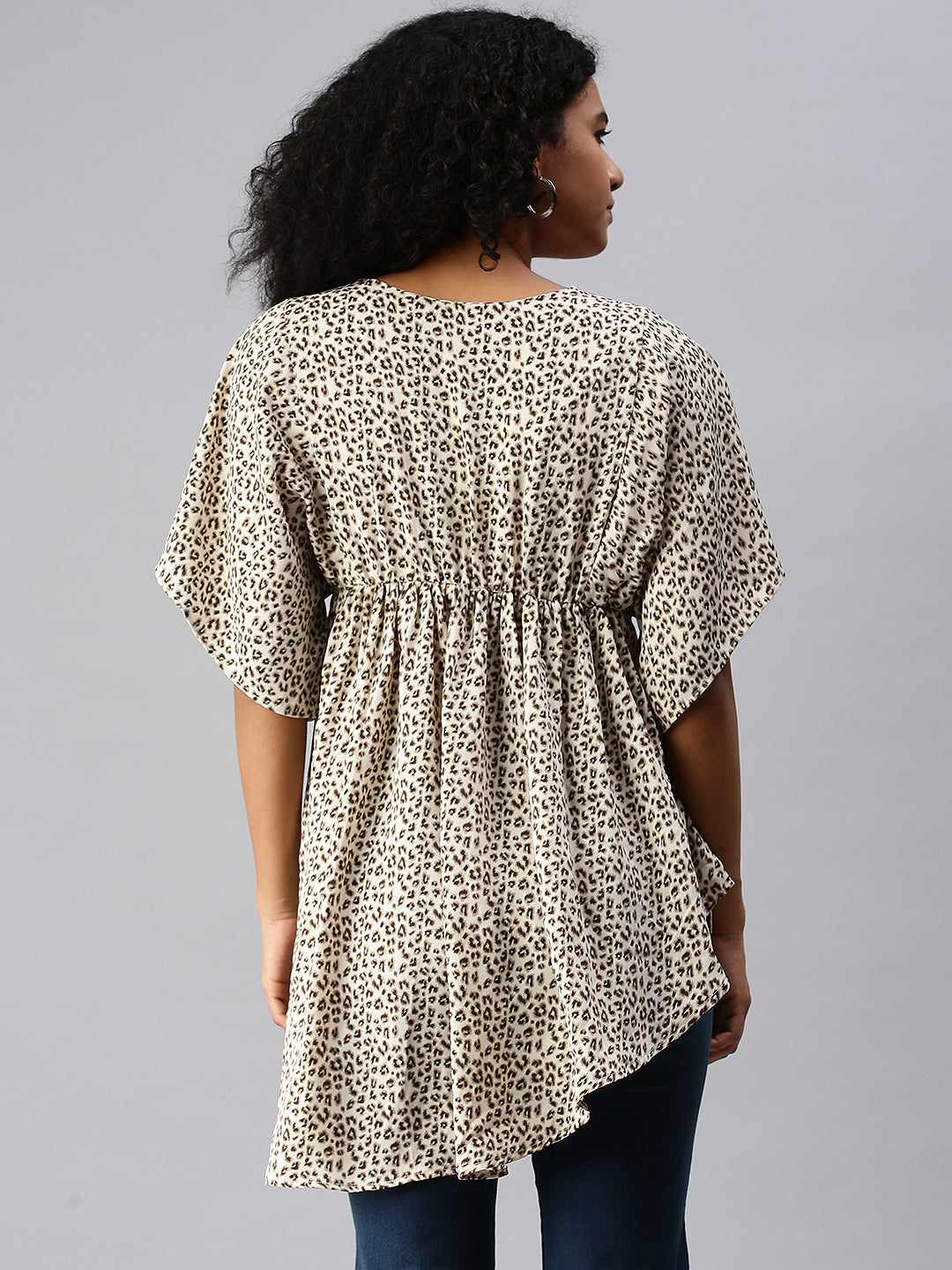 Women's Beige Abstract Empire Top