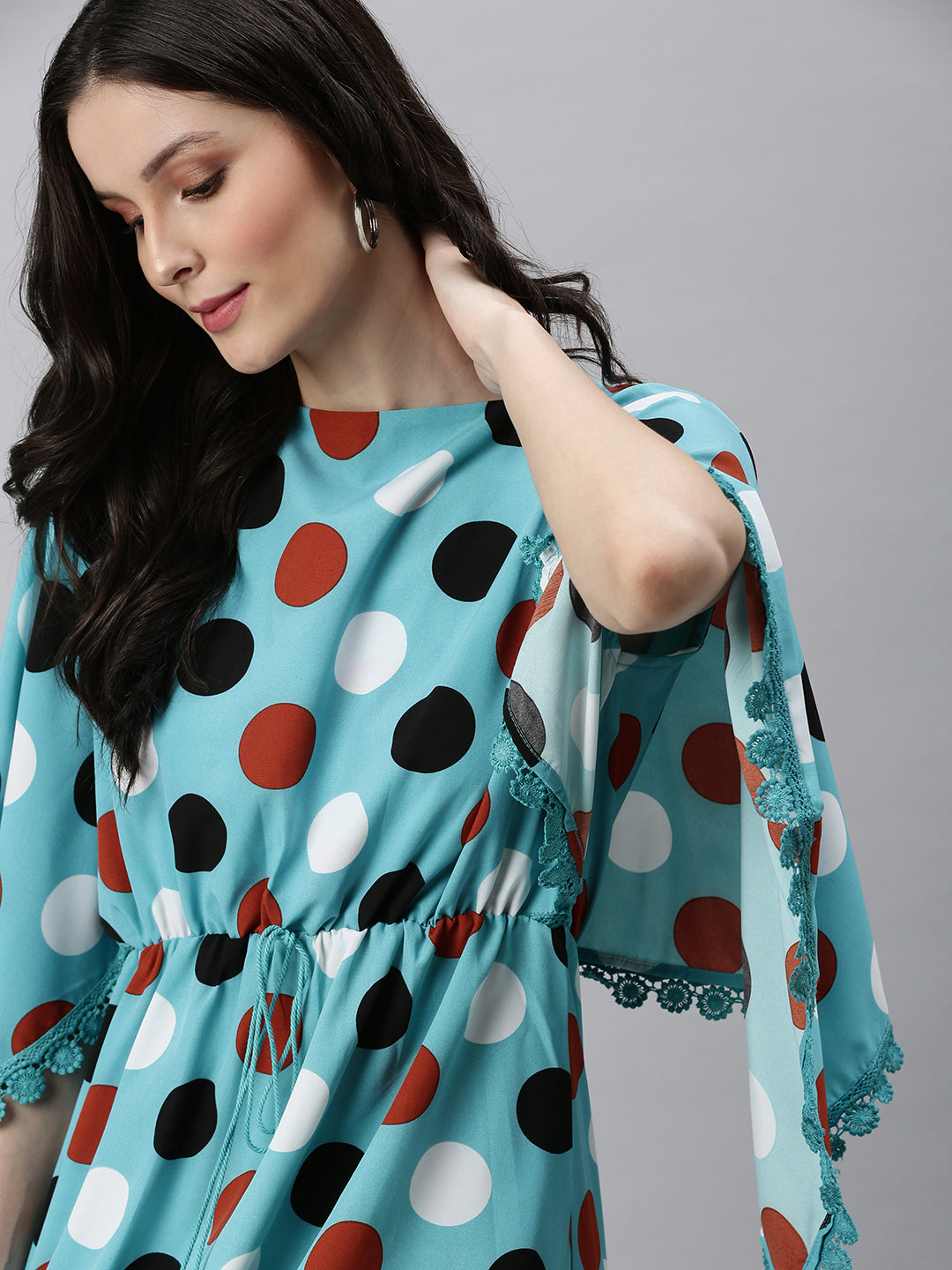 Women Blue Printed Kaftan Dress