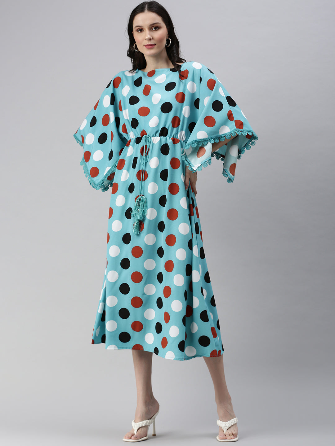 Women Blue Printed Kaftan Dress