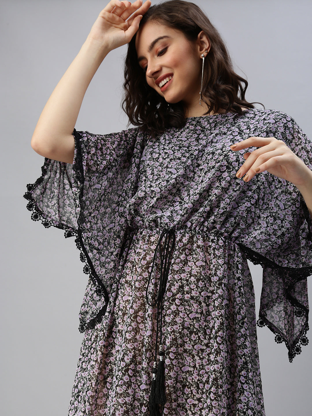 Women Black Printed Kaftan Dress