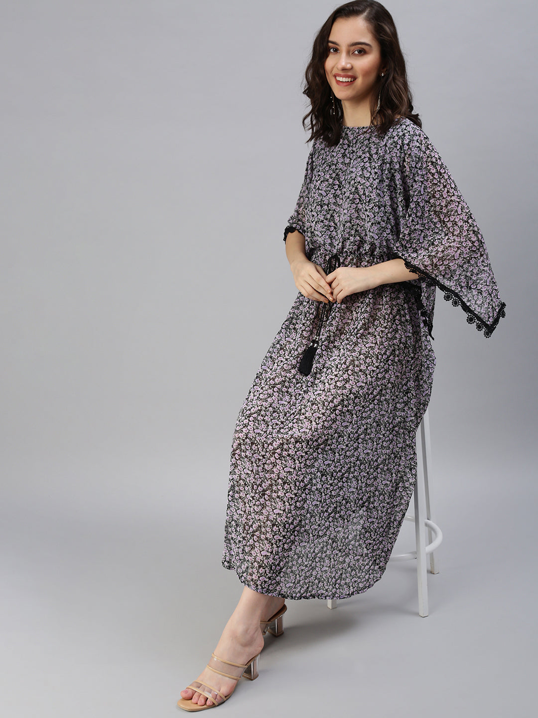 Women Black Printed Kaftan Dress