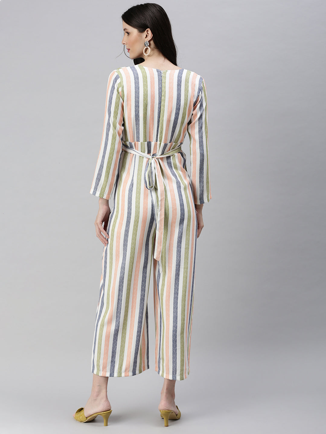 Women's White Striped Jumpsuit