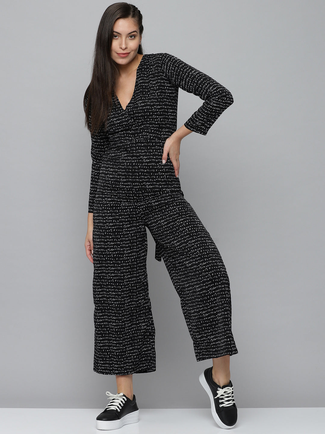 Women's Black Printed  Jumpsuit