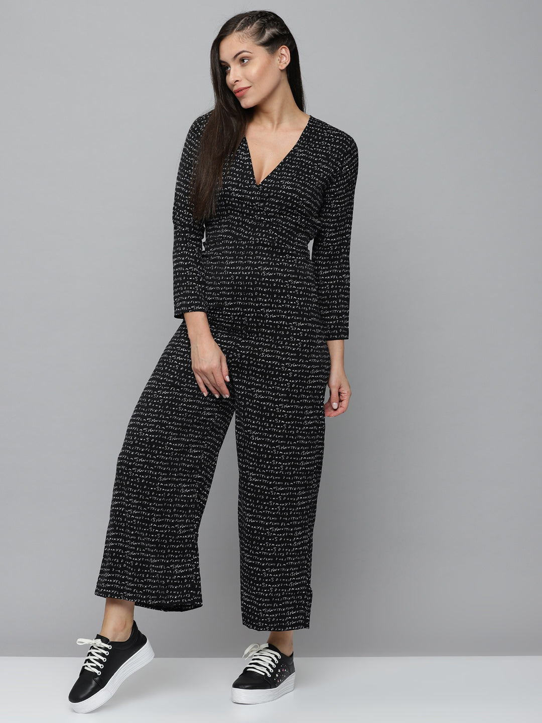 Women's Black Printed  Jumpsuit