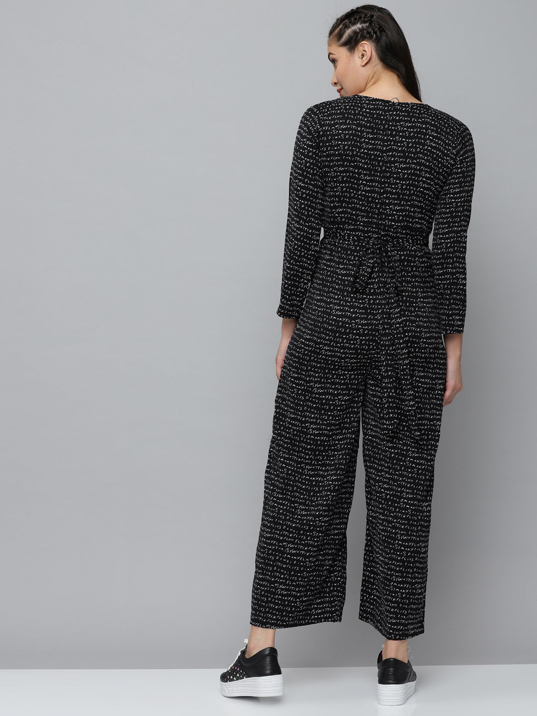 Women's Black Printed  Jumpsuit