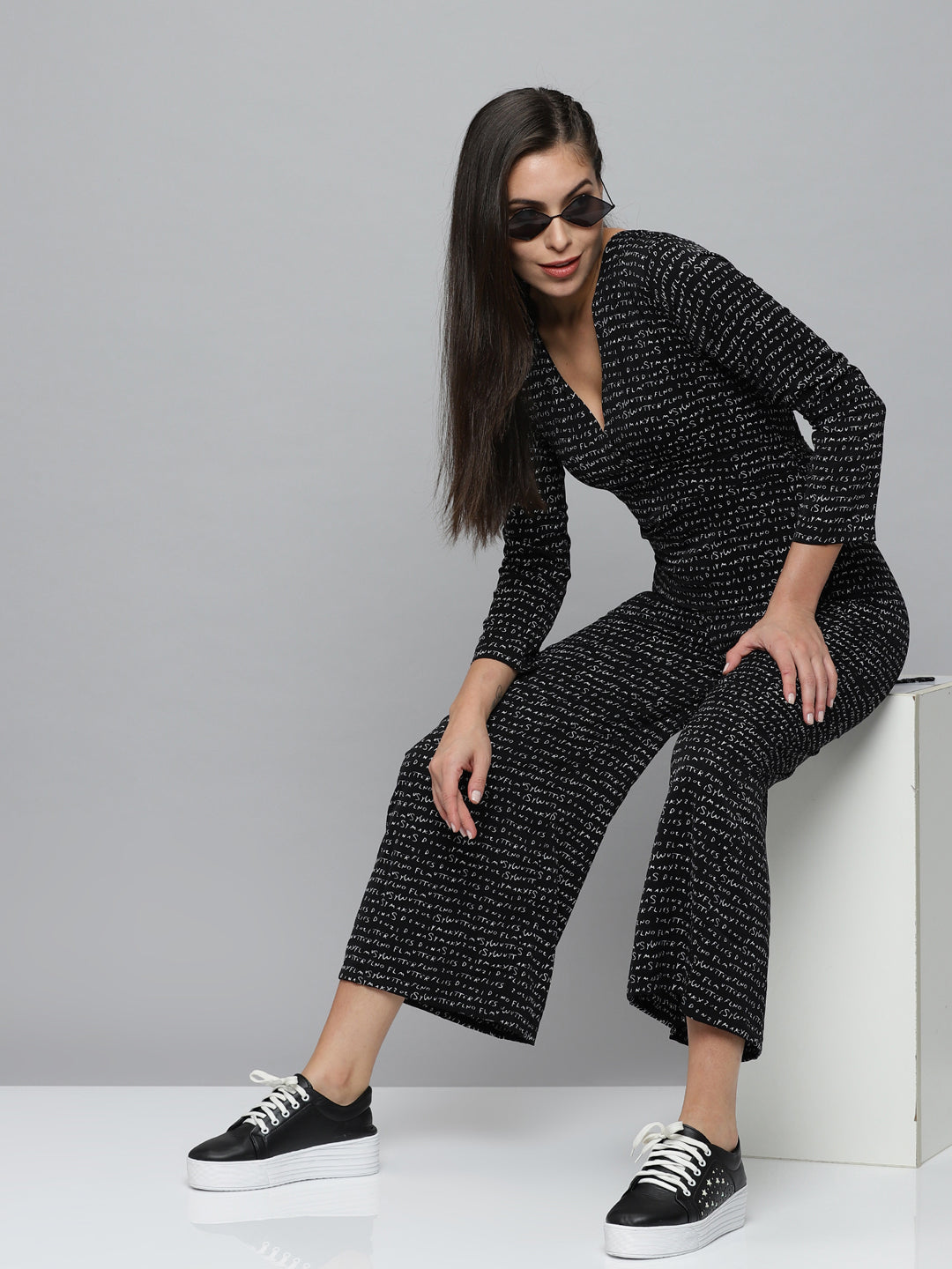 Women's Black Printed  Jumpsuit