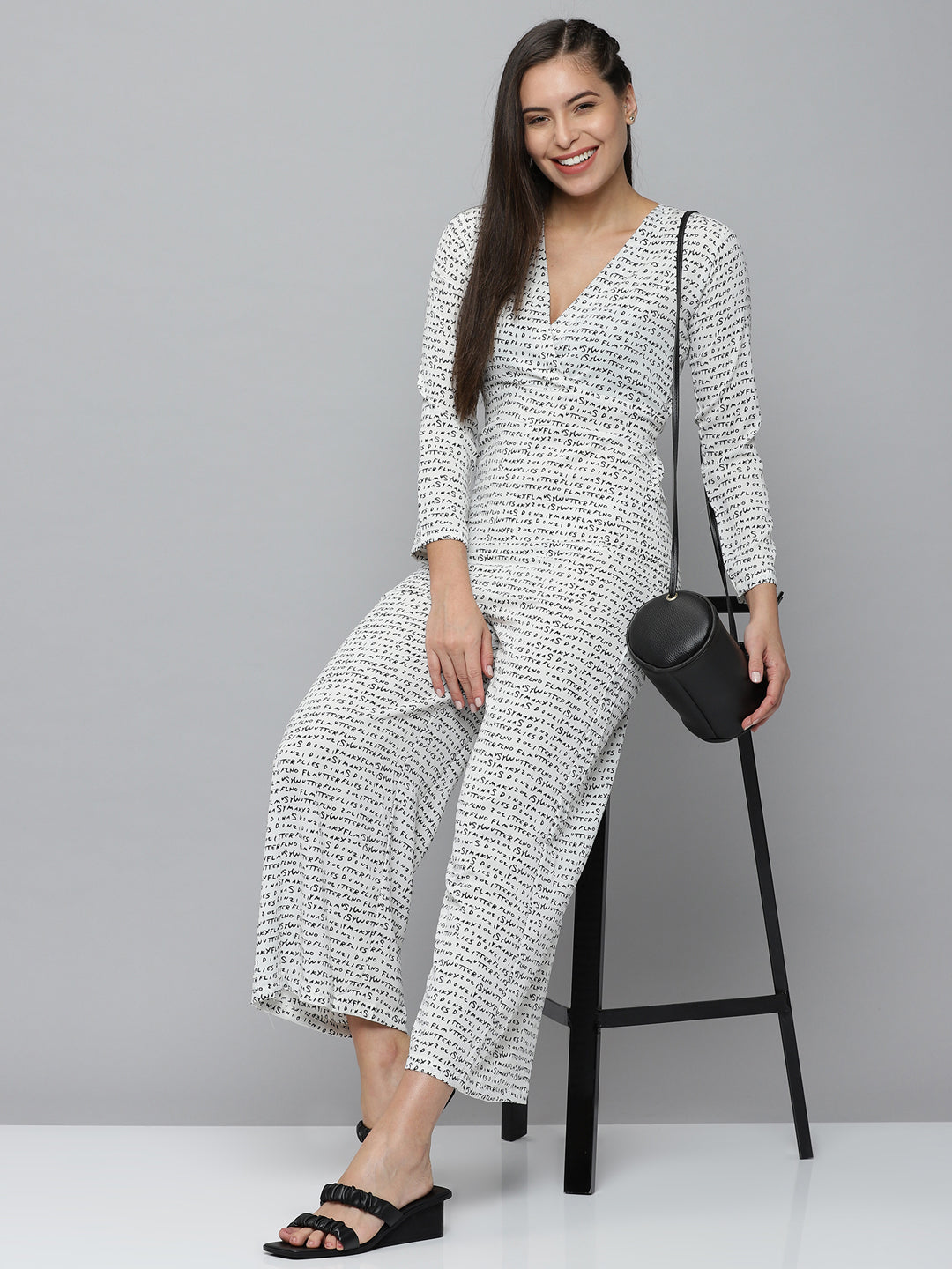 Women's White Printed  Jumpsuit