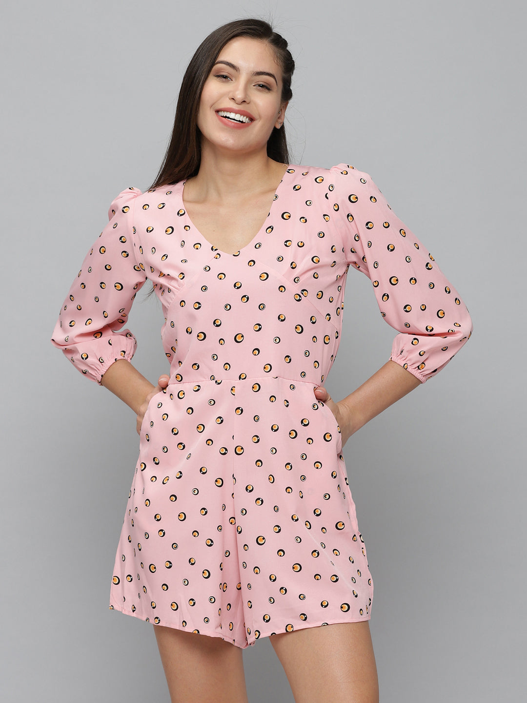 Women's Pink Printed  Jumpsuit