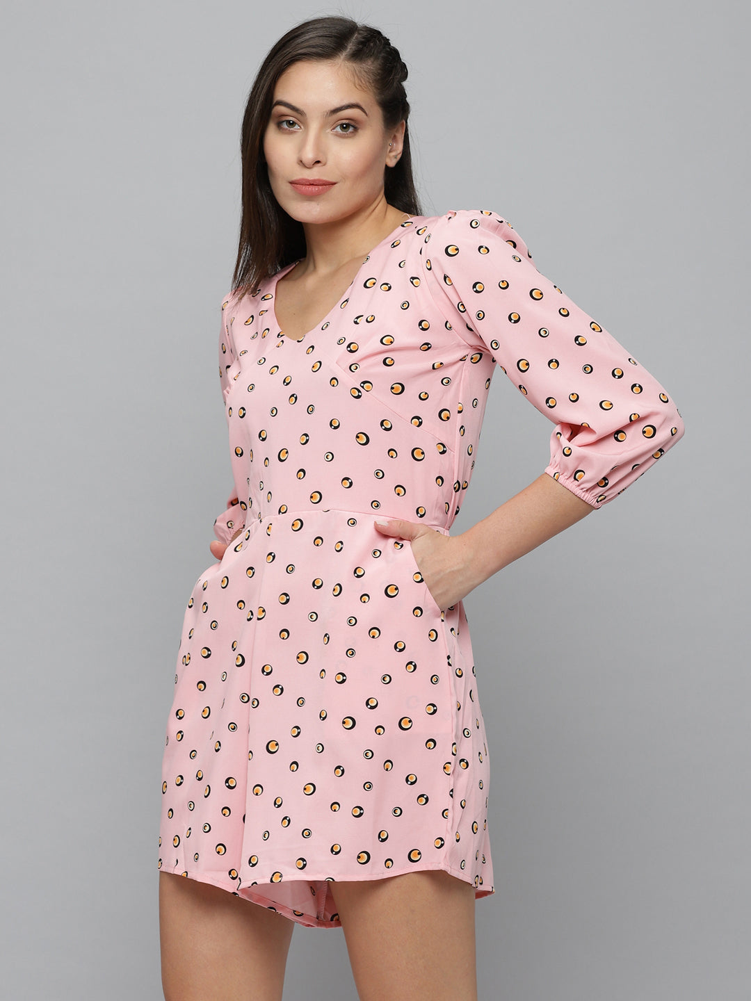 Women's Pink Printed  Jumpsuit