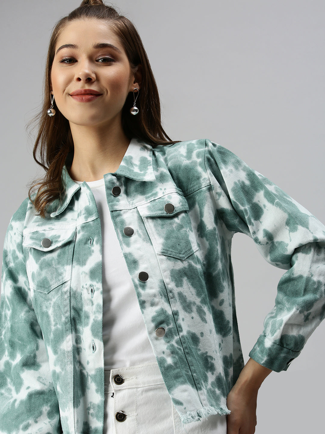Women's White Tie Dye Denim Jacket Jackets