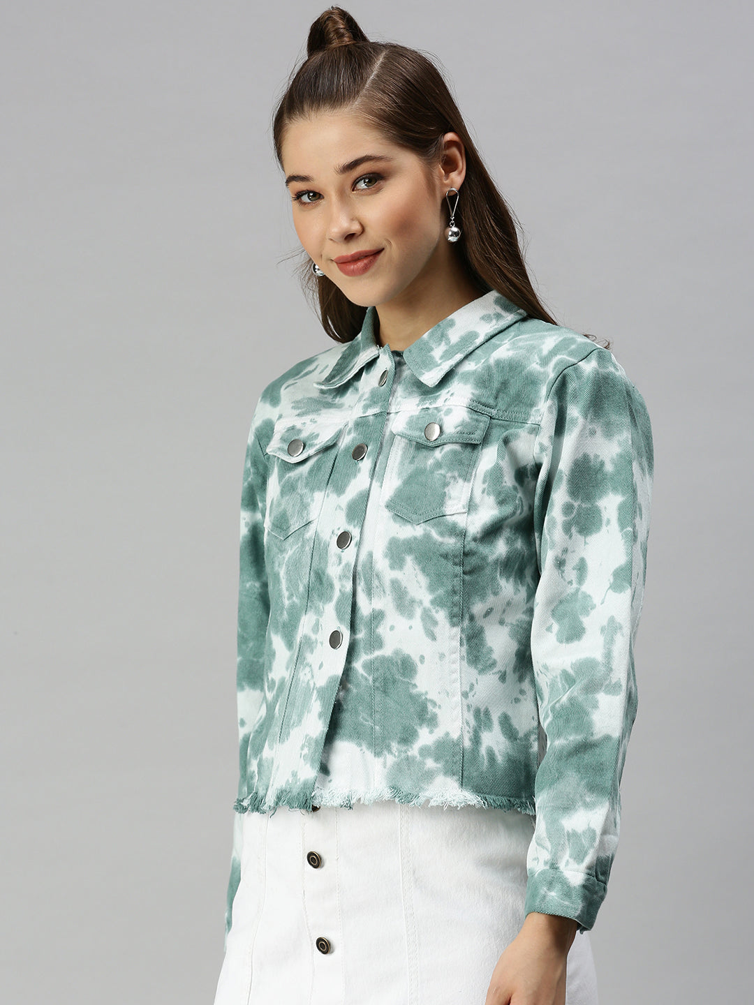 Women's White Tie Dye Denim Jacket Jackets
