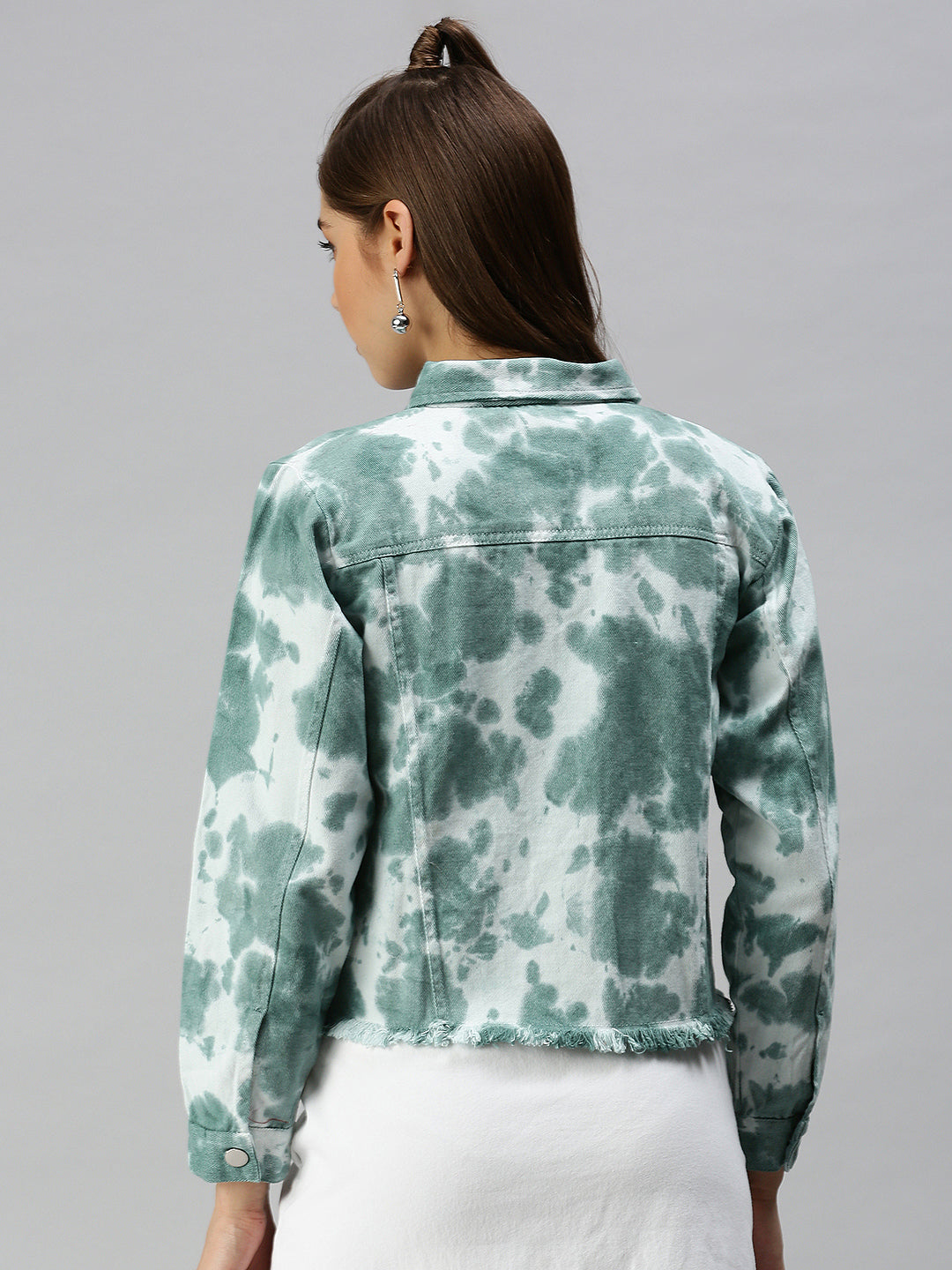 Women's White Tie Dye Denim Jacket Jackets