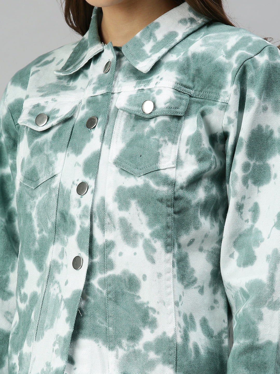 Women's White Tie Dye Denim Jacket Jackets