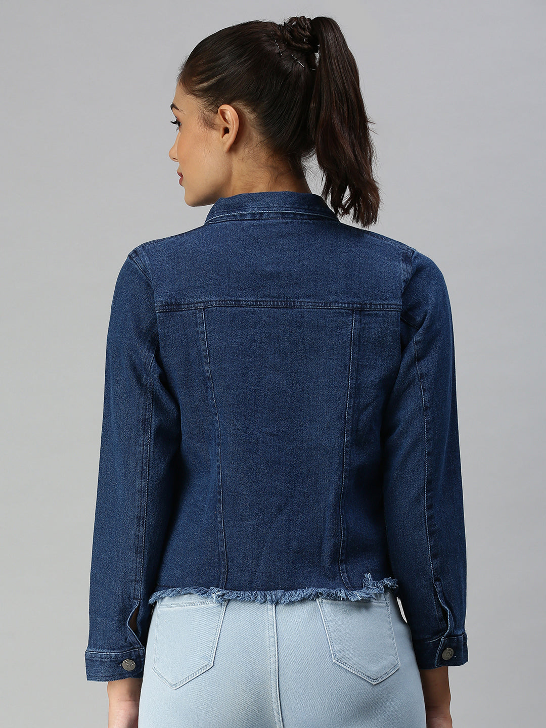 Women's Navy Blue Washed Denim Jacket