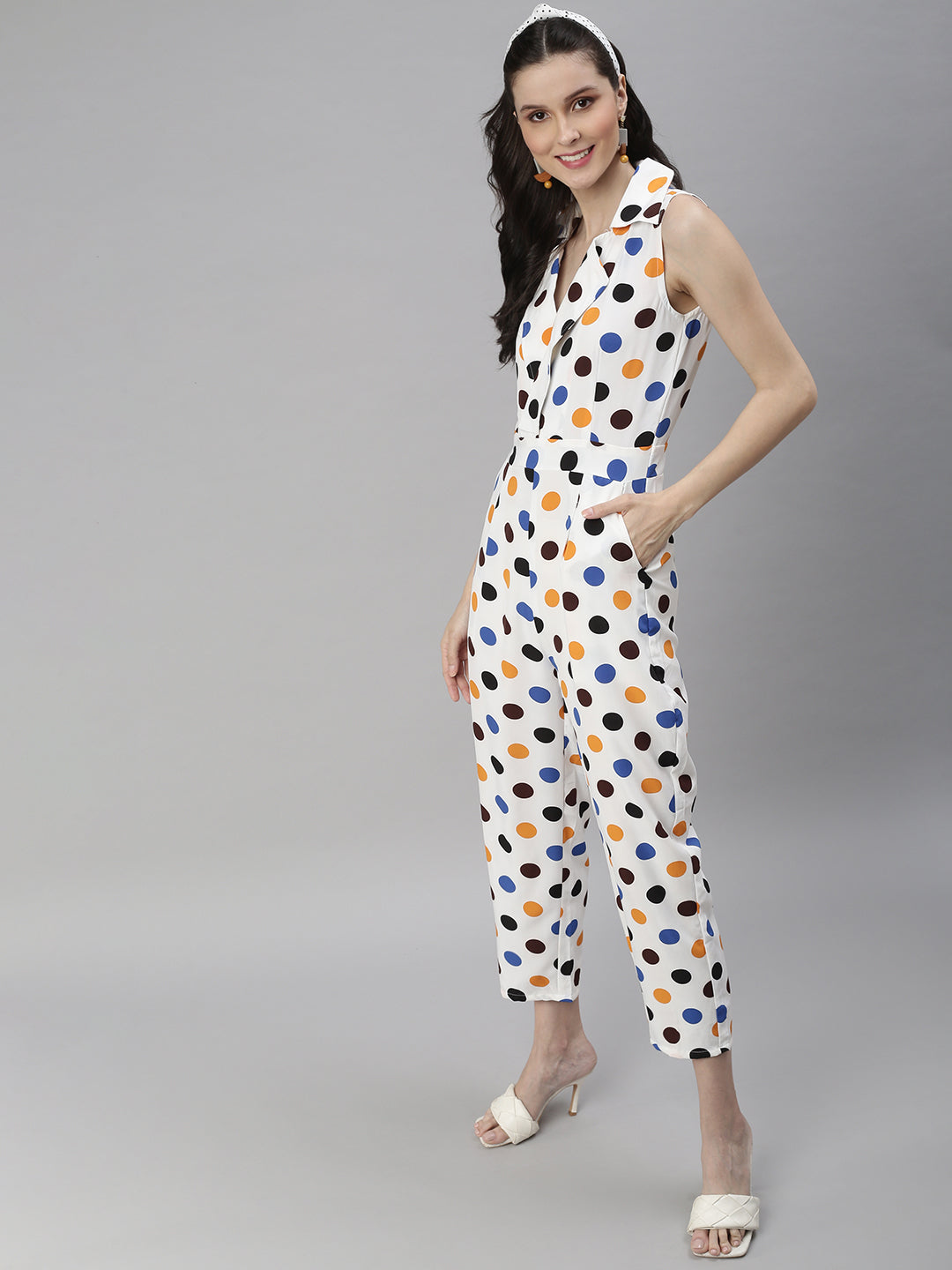 Women's Off white Printed Jumpsuit