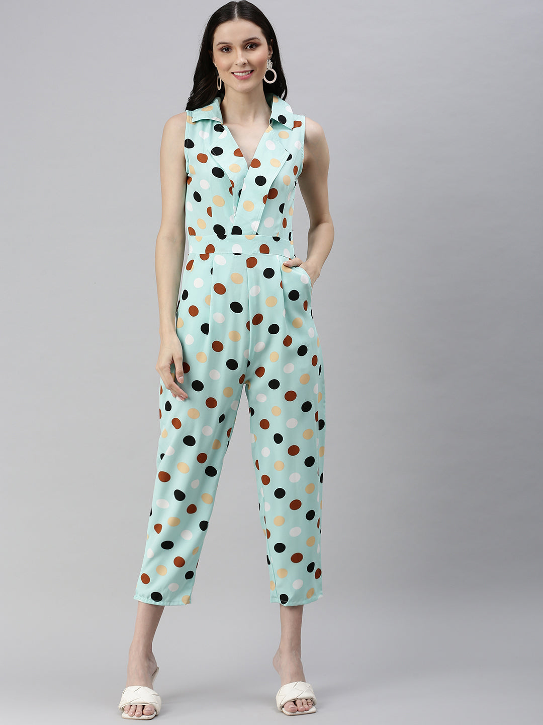 Women's Sea green Printed Jumpsuit