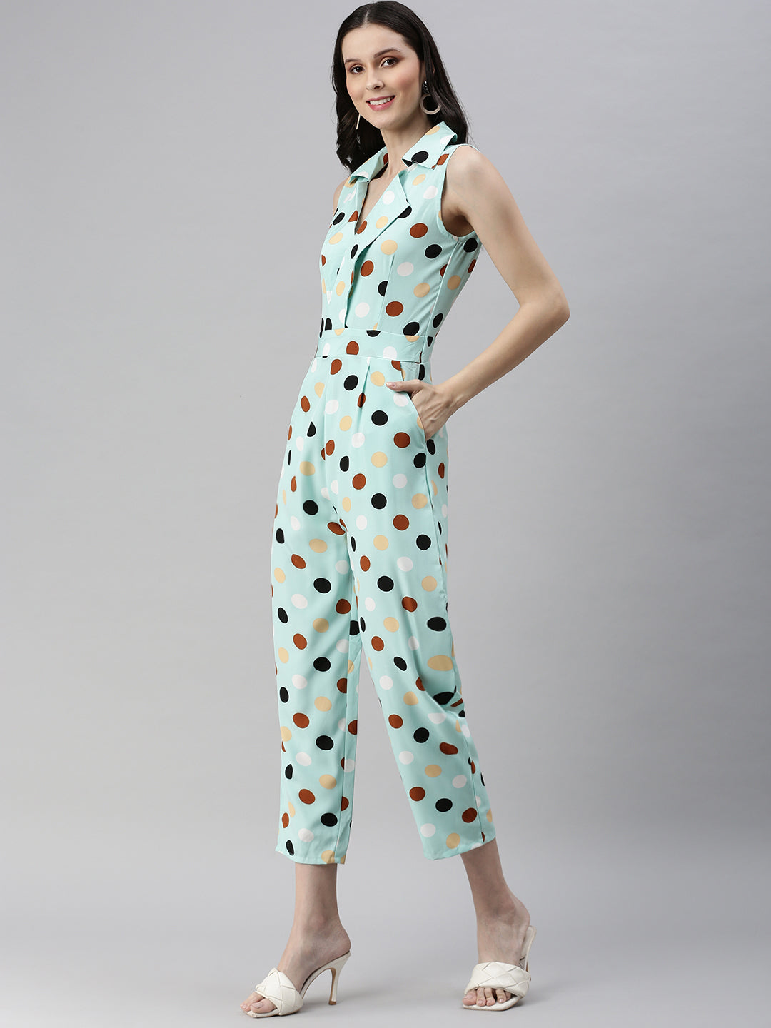 Women's Sea green Printed Jumpsuit